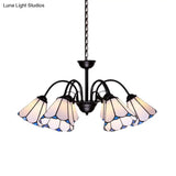 Baroque Black Cut Glass Conical Chandelier Ceiling Pendant Light - 6/8 Lights For Living Room