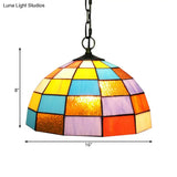 Baroque Black Pendant With Orange Cut Glass Shade - Elegant Light Fixture For Living Room Ceiling