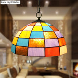 Baroque Black Pendant With Orange Cut Glass Shade - Elegant Light Fixture For Living Room Ceiling