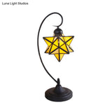 Baroque Black Pentagram Nightstand Lamp - 1 Head Glass Night Table Light For Bedside In