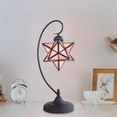 Baroque Black Pentagram Nightstand Lamp - 1 Head Glass Night Table Light For Bedside In