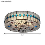 Baroque Blue Corridor Ceiling Flushmount Light With Bubble Glass Shade - 3 Sizes