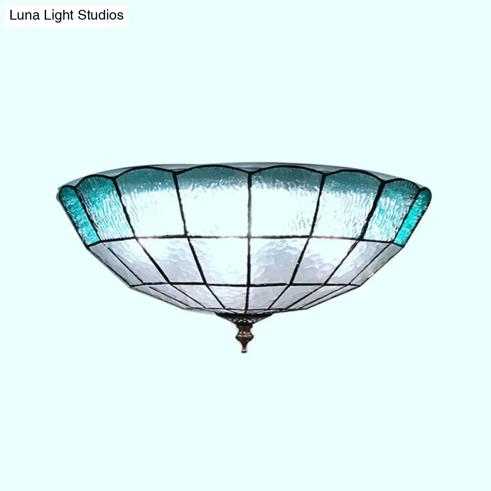 Baroque Blue Glass Ceiling Flush Mount Lighting Fixture - 2/3/4 Lights 12’/16’/19.5’ Wide