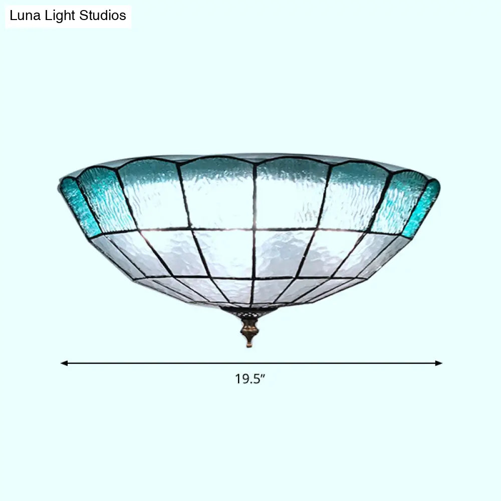 Baroque Blue Glass Ceiling Flush Mount Lighting Fixture - 2/3/4 Lights 12’/16’/19.5’ Wide