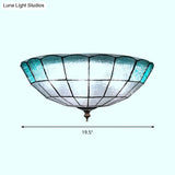 Baroque Blue Glass Ceiling Flush Mount Lighting Fixture - 2/3/4 Lights 12’/16’/19.5’ Wide