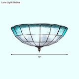 Baroque Blue Glass Ceiling Flush Mount Lighting Fixture - 2/3/4 Lights 12’/16’/19.5’ Wide
