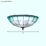 Baroque Blue Glass Ceiling Flush Mount Lighting Fixture - 2/3/4 Lights 12’/16’/19.5’ Wide