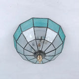 Baroque Blue Glass Ceiling Flush Mount Lighting Fixture - 2/3/4 Lights 12/16/19.5 Wide