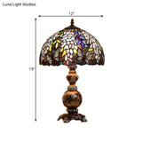 Baroque Brown Gourd Table Lamp With Stained Glass Shade - Resin Nightstand Lighting (1 Bulb)