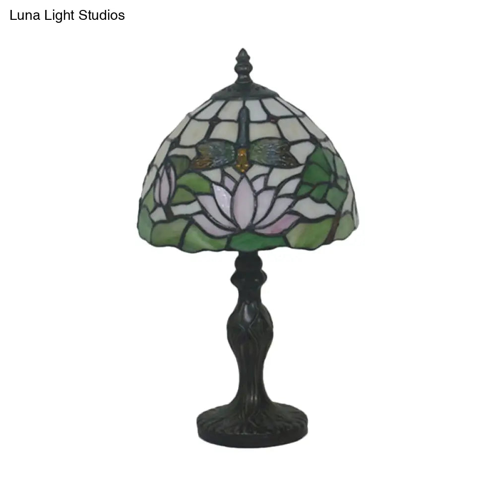 Baroque Cut Glass Night Table Lamp With Baluster Red/Pink Lighting For Bedroom