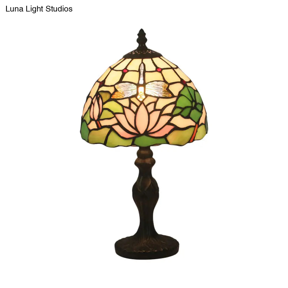 Baroque Cut Glass Night Table Lamp With Baluster Red/Pink Lighting For Bedroom