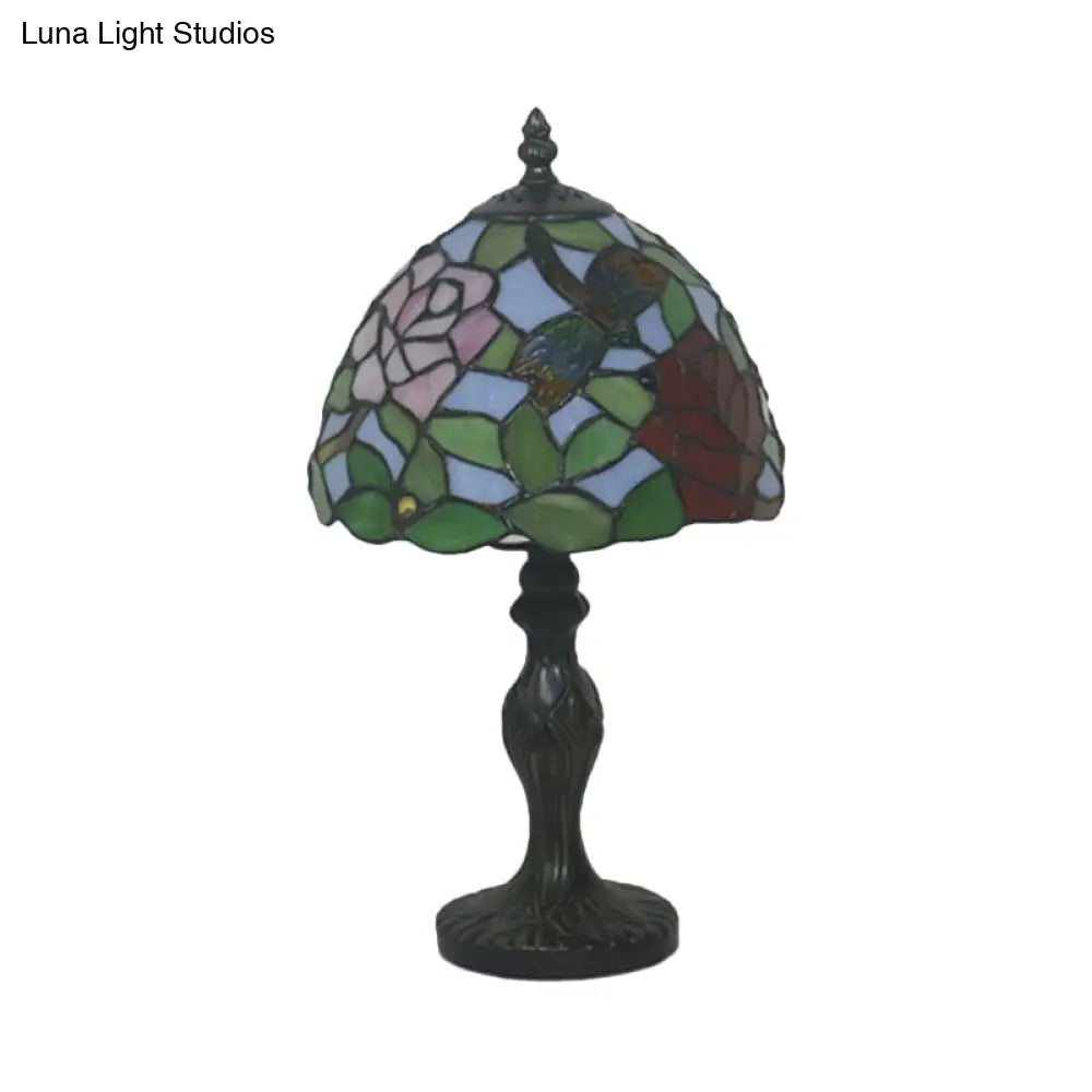 Baroque Cut Glass Night Table Lamp With Baluster Red/Pink Lighting For Bedroom