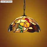 Baroque Glass Bowl Pendant Light With Grape Pattern - Brown Hand-Cut 1 Bulb Ceiling Hanging