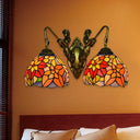 Baroque Glass Floral Wall Sconce With Mermaid Backplate - Orange
