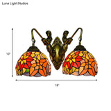 Baroque Glass Floral Wall Sconce With Mermaid Backplate - Orange