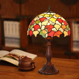 Baroque Glass Night Lamp With Foliage Design - Hand-Crafted Coffee Finish Table Lighting 1 Bulb