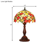Baroque Glass Night Lamp With Foliage Design - Hand-Crafted Coffee Finish Table Lighting 1 Bulb