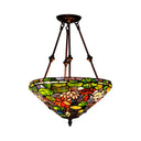 Baroque Red/Yellow/Blue Cut Glass Petal Semi Flush Mount Light: 2-Light Bronze Ceiling Fixture For