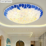 Baroque Stained Glass Bowl Flushmount Light - Blue 12’/16’/19.5’ Wide 3 Lights