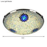 Baroque Stained Glass Flushmount Lighting - Yellow & Blue 2/3/4 Light 12’/16’/19.5’ Wide