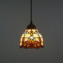 Baroque Stained Glass Pendant Light In Brown For Restaurant Ceiling Decor / 6’ Cord