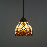 Baroque Stained Glass Pendant Light In Brown For Restaurant Ceiling Decor / 6’ Cord