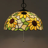 Baroque Style Black Stained Glass Chandelier Pendant Light With 3 Bulbs And Petal Pattern / E