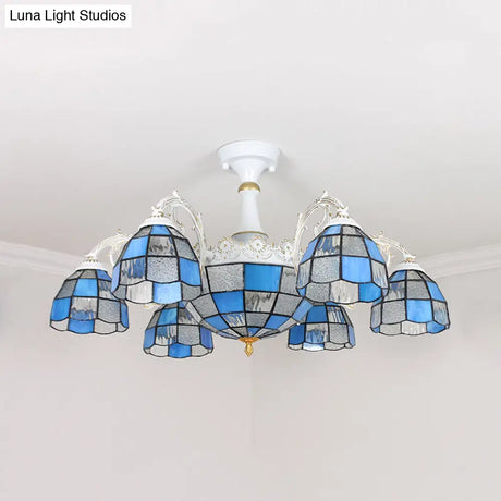 Baroque White/Blue/Silver Glass 9 - Light Ceiling Light Fixture For Bedroom