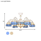 Baroque White/Blue/Silver Glass 9 - Light Ceiling Light Fixture For Bedroom