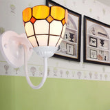 Baroque Yellow Glass Dome Wall Sconce Light For Hallway - 1 Head White/Blue/Antique Brass Mount