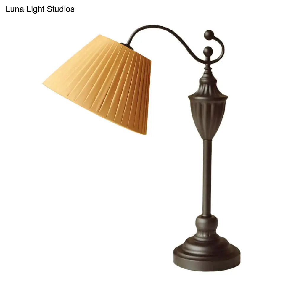 Barrel Shaped Study Light With Fabric Shade - White/Blue/Green Bedroom Task Lighting