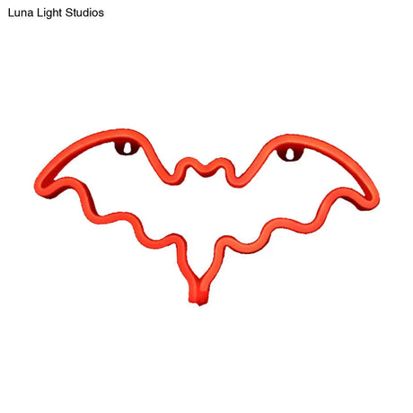 Bat-Shaped Led Wall Night Lamp For Kids Bedroom - Plastic Lighting In Minimalist Design