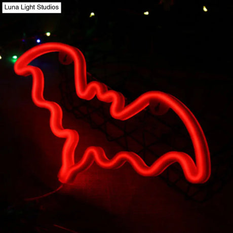 Bat-Shaped Led Wall Night Lamp For Kids Bedroom - Plastic Lighting In Minimalist Design