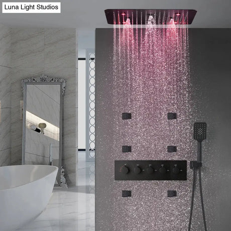 Bathroom 20inch 50x50cm Shower Head Panel Faucet Rain Mist Laterfal Jets Thermostatic Valve Mixer System SPA Massage
