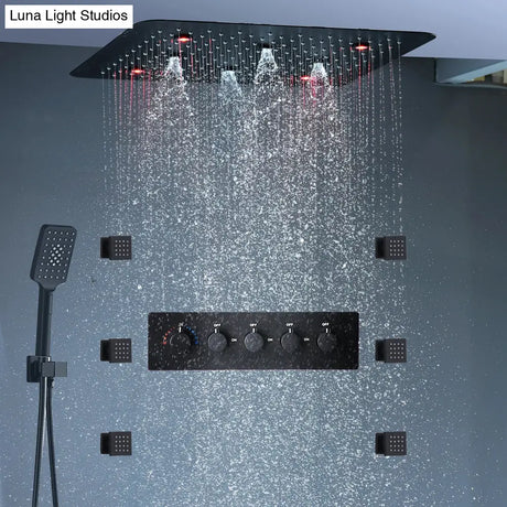 Bathroom 20inch 50x50cm Shower Head Panel Faucet Rain Mist Laterfal Jets Thermostatic Valve Mixer System SPA Massage