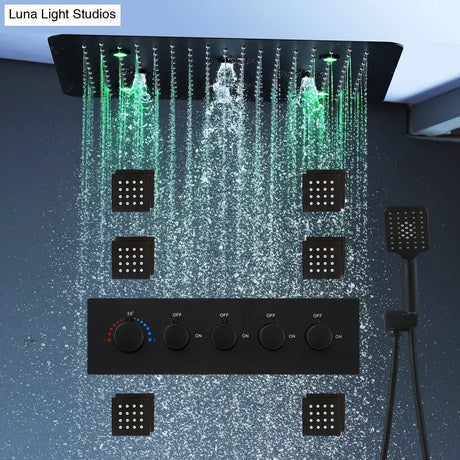 Bathroom 20inch 50x50cm Shower Head Panel Faucet Rain Mist Laterfal Jets Thermostatic Valve Mixer System SPA Massage