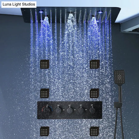 Bathroom 20inch 50x50cm Shower Head Panel Faucet Rain Mist Laterfal Jets Thermostatic Valve Mixer System SPA Massage