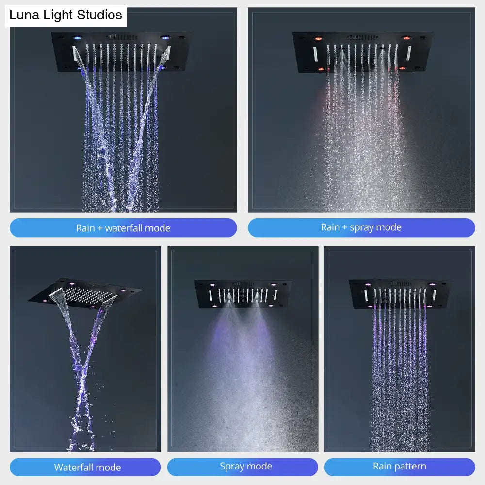 Bathroom Accessories 16inch 40cm Music Shower Head Panel Set SPA Massage Thermostatic Valve Mixer Kit Tap Faucet shower