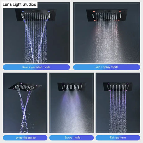 Bathroom Accessories 16inch 40cm Music Shower Head Panel Set SPA Massage Thermostatic Valve Mixer Kit Tap Faucet shower