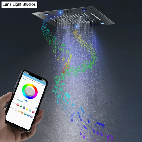 Bathroom Accessories 16inch 40cm Music Shower Head Panel Set SPA Massage Thermostatic Valve Mixer Kit Tap Faucet shower