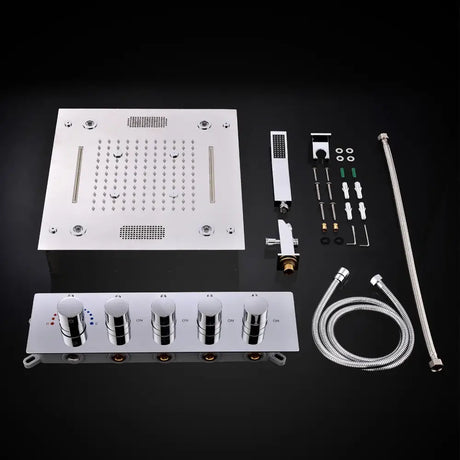 Bathroom Accessories 16inch 40cm Music Shower Head Panel Set SPA Massage Thermostatic Valve Mixer Kit Tap Faucet