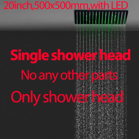 Bathroom Accessories 20Inches 500x500mm Rainfall SPA Massage LED Shower Head Set Constant Temperature Valve Mixer