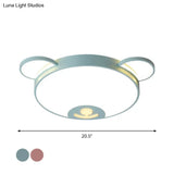 Bear Acrylic Ceiling Lamp: Cartoon Pink/Blue Led Flush Mount Light Fixture (16.5’/20.5’ Width)
