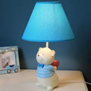 Bear Cartoon Fabric Desk Lamp Adjustable Bedside Reading Light Blue / A