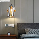 Beautiful Swivel Shade Cloche Bedside Sconce With Vintage Wall Mounted Amber/Smoke Glass - 1 Bulb