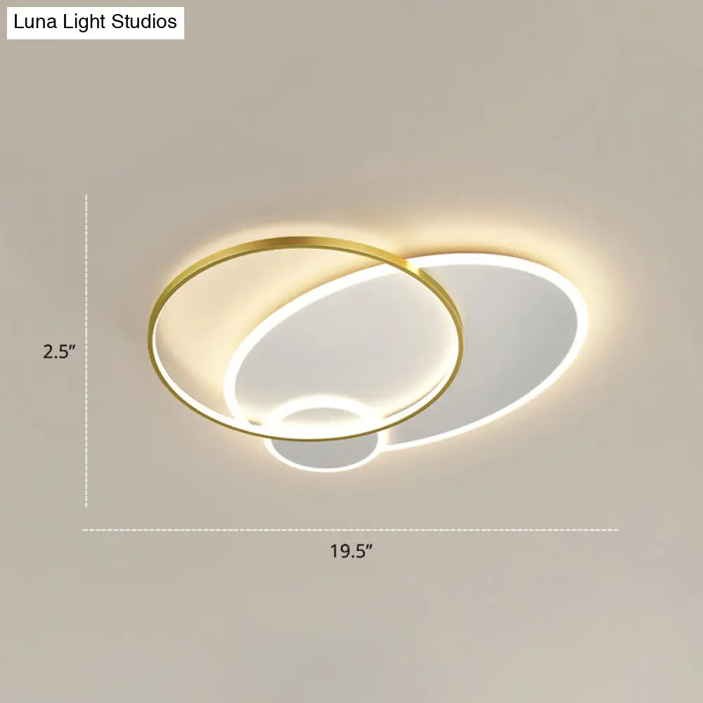 Bedroom Brilliance In A Stack: Minimalistic Led Metal Flush Mount Ceiling Ligh White-Gold / 19.5