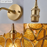 Bedroom Sconce Lamp With Flower Glass Shade - Wall Lighting Fixture