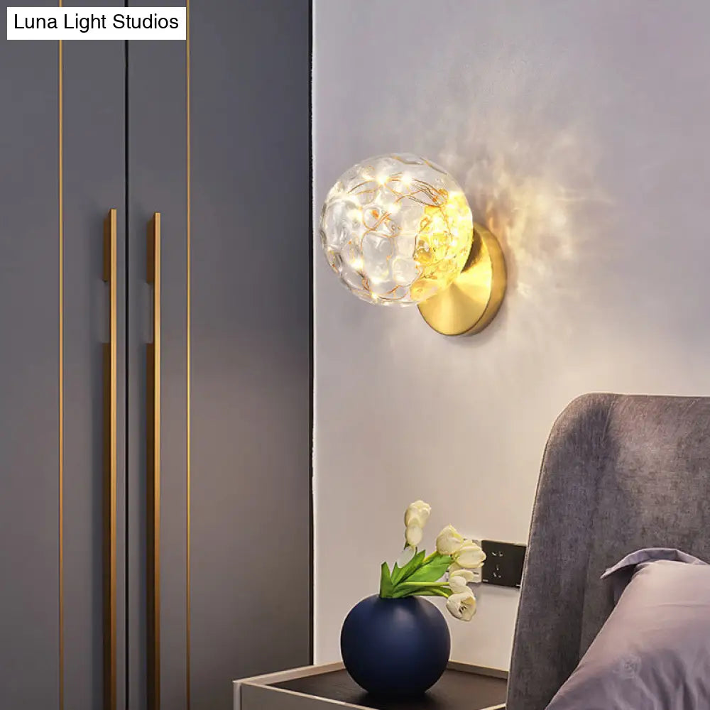 Bedside Glass Shade Wall Mount Light With Creative Star Design