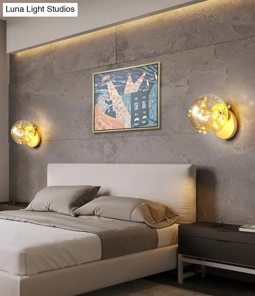 Bedside Glass Shade Wall Mount Light With Creative Star Design