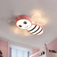 Bee Flush Mount Led Ceiling Lamp For Kids’ Bedroom - Pink/Yellow/Blue Plastic Fixture Pink